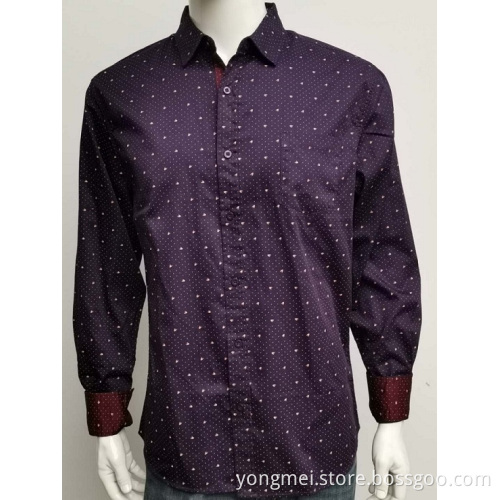Mens satin cotton print long sleeve shirt